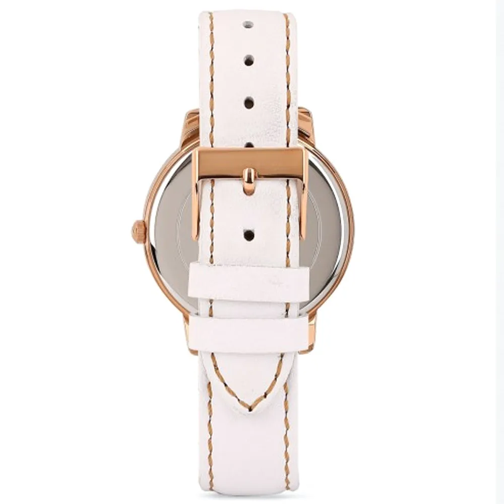 Guess GWW0930L1 Kismet Rose Gold Analog White Leather Strap