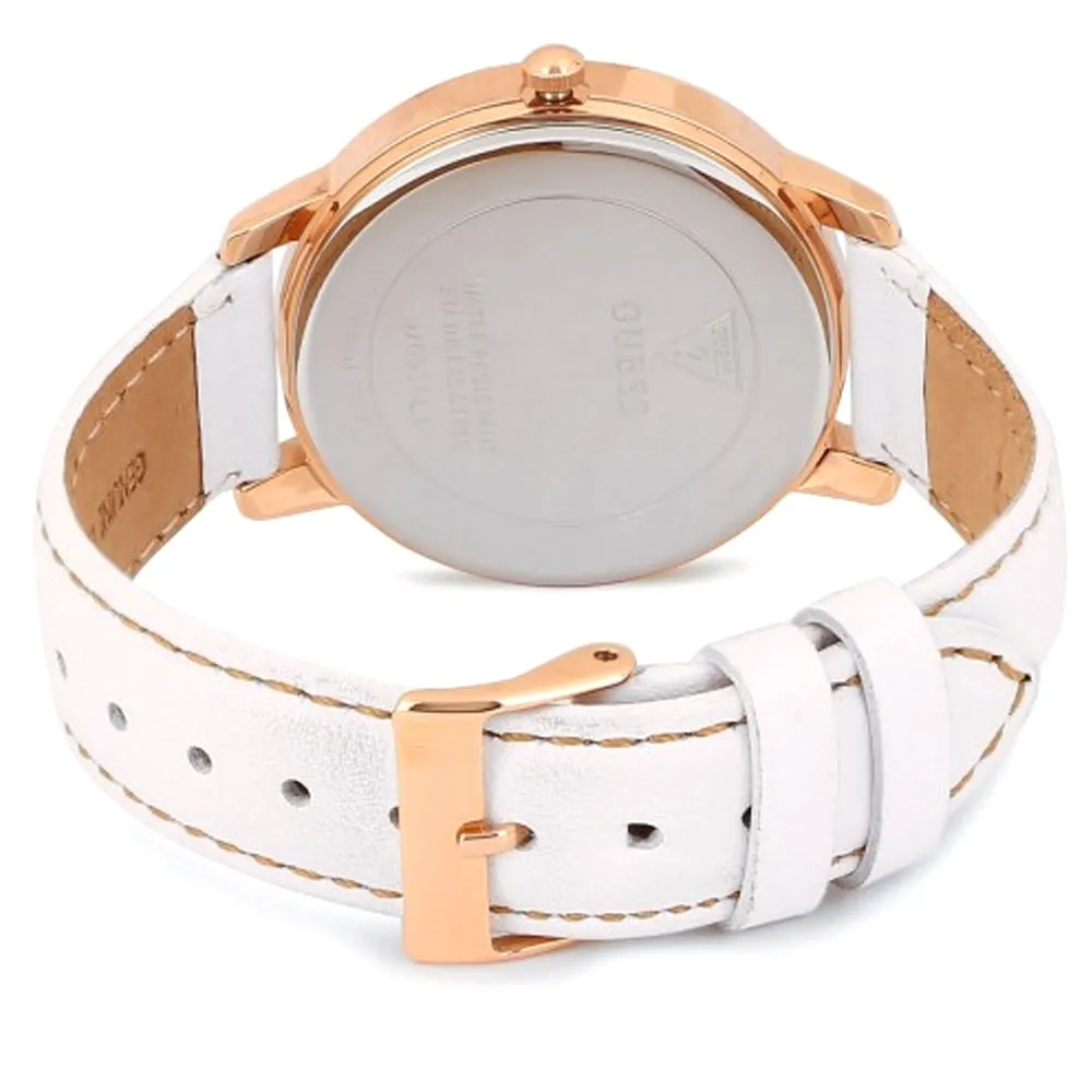 Guess GWW0930L1 Kismet Rose Gold Analog White Leather Strap