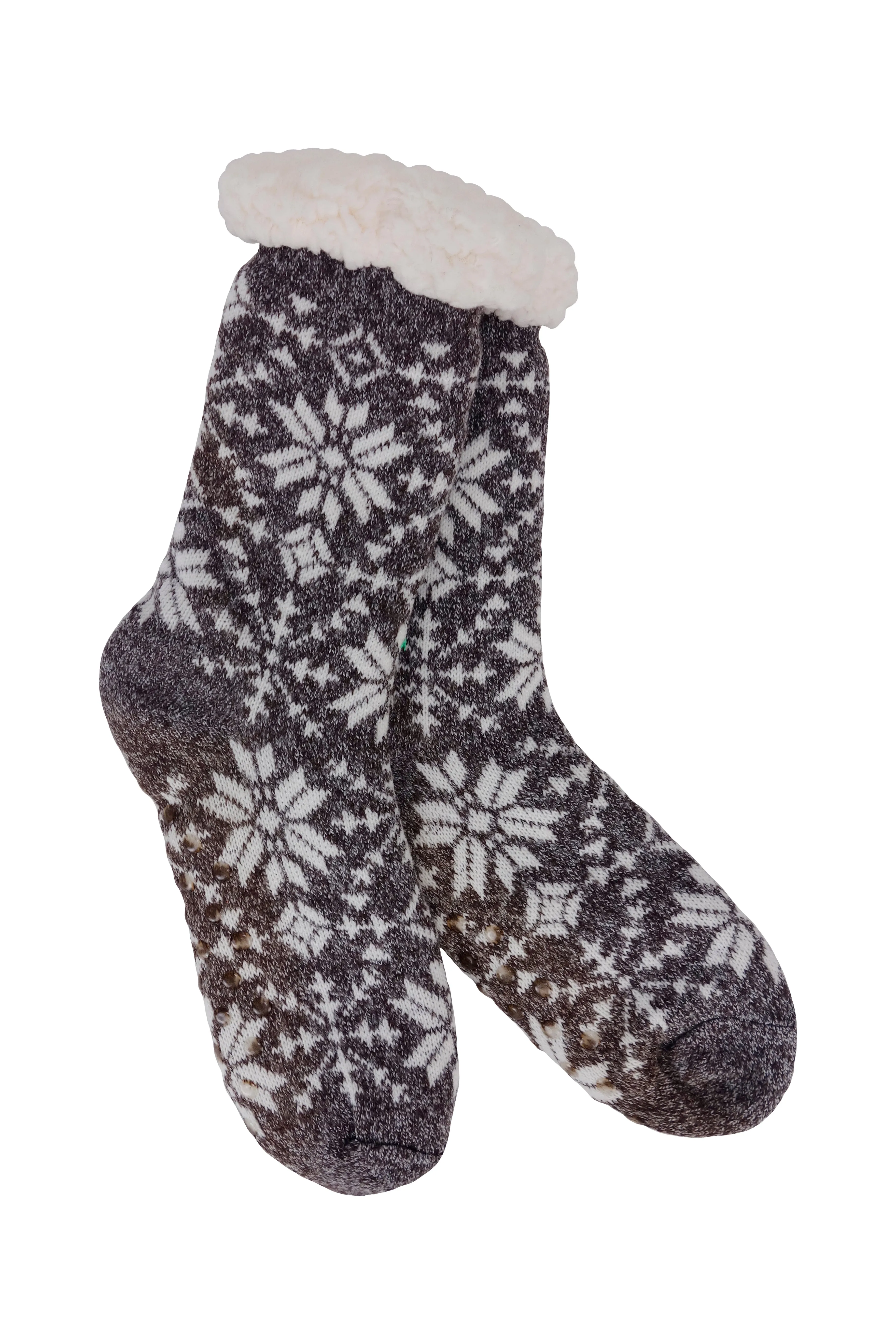 Heather Blend Snowflake Knit Thermal Slipper Socks