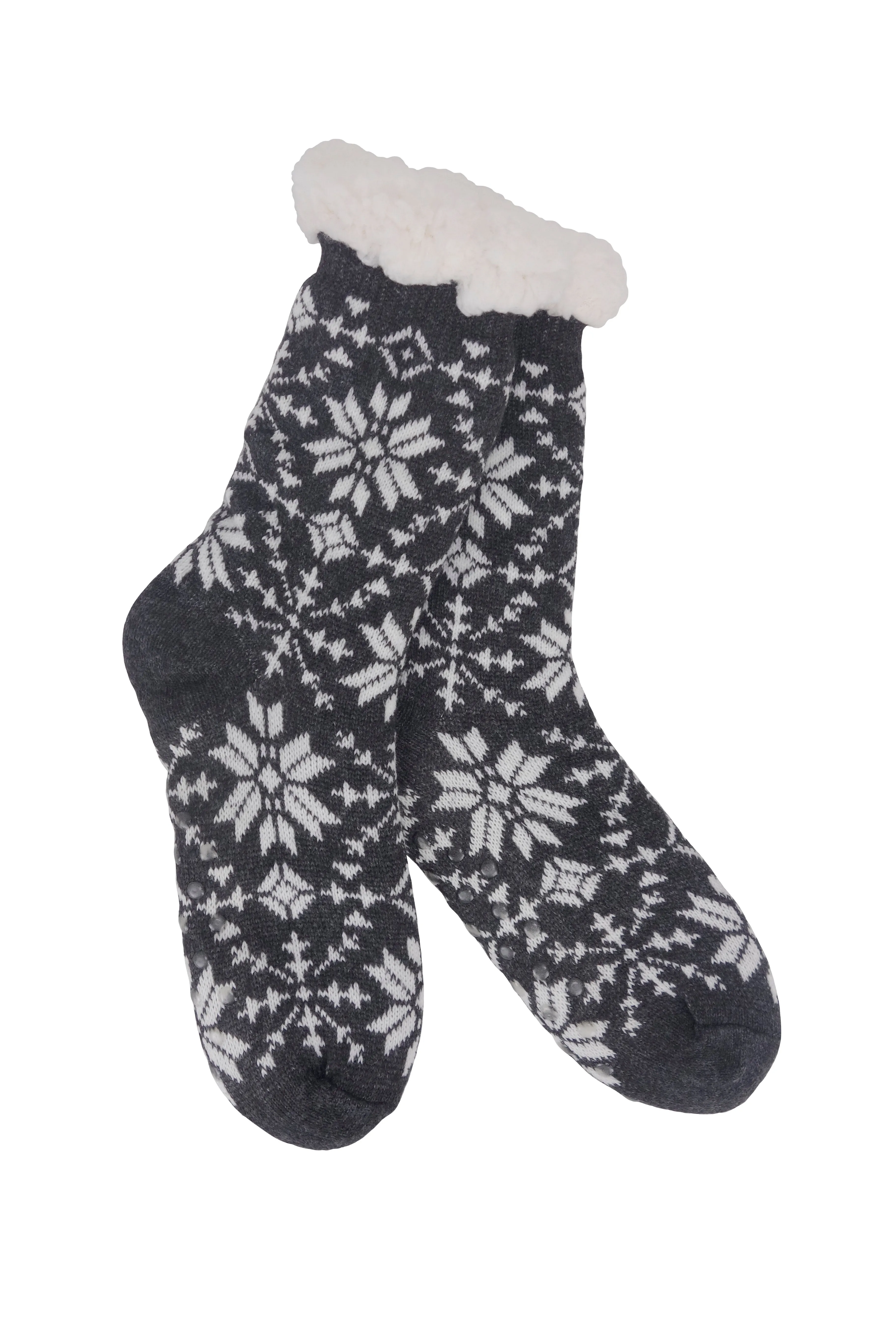 Heather Blend Snowflake Knit Thermal Slipper Socks