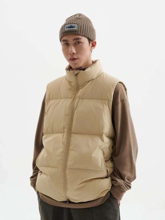 High Collar Puffer Vest with Zip Pockets