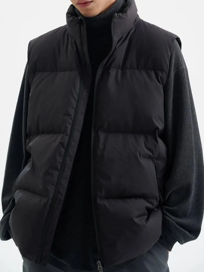 High Collar Puffer Vest with Zip Pockets