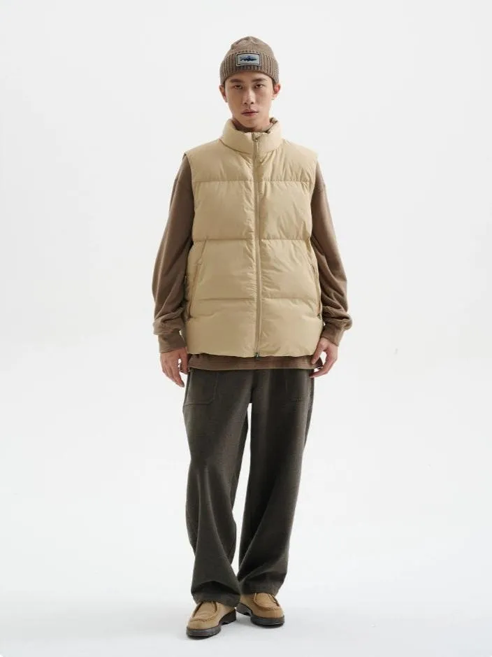 High Collar Puffer Vest with Zip Pockets