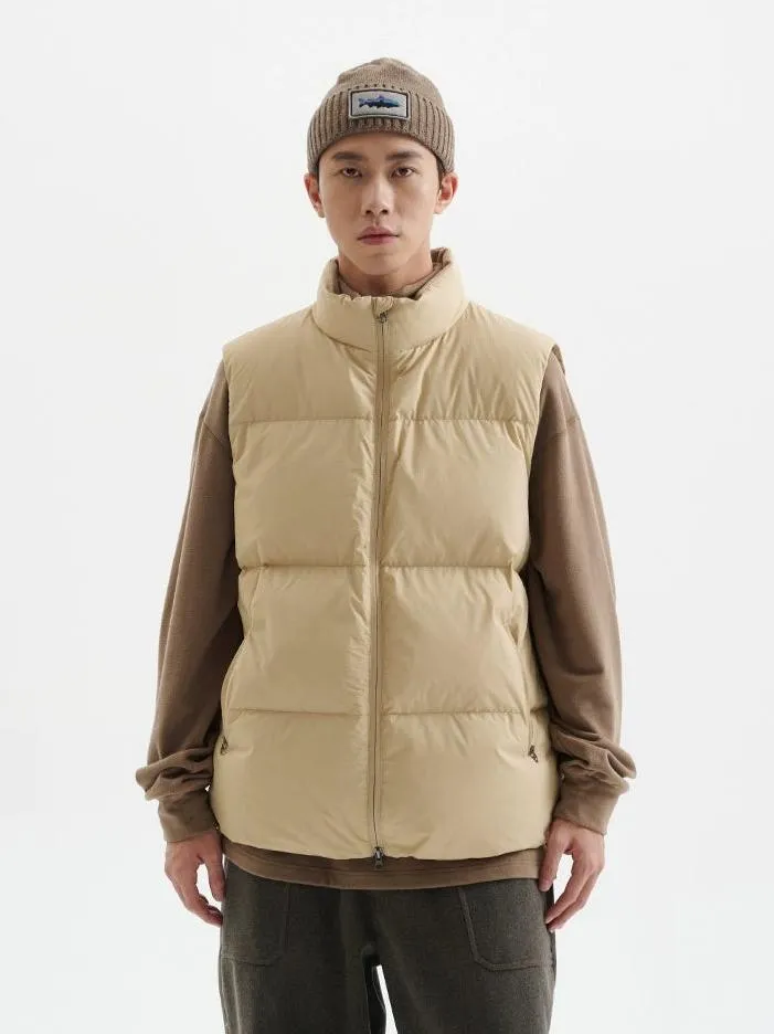 High Collar Puffer Vest with Zip Pockets