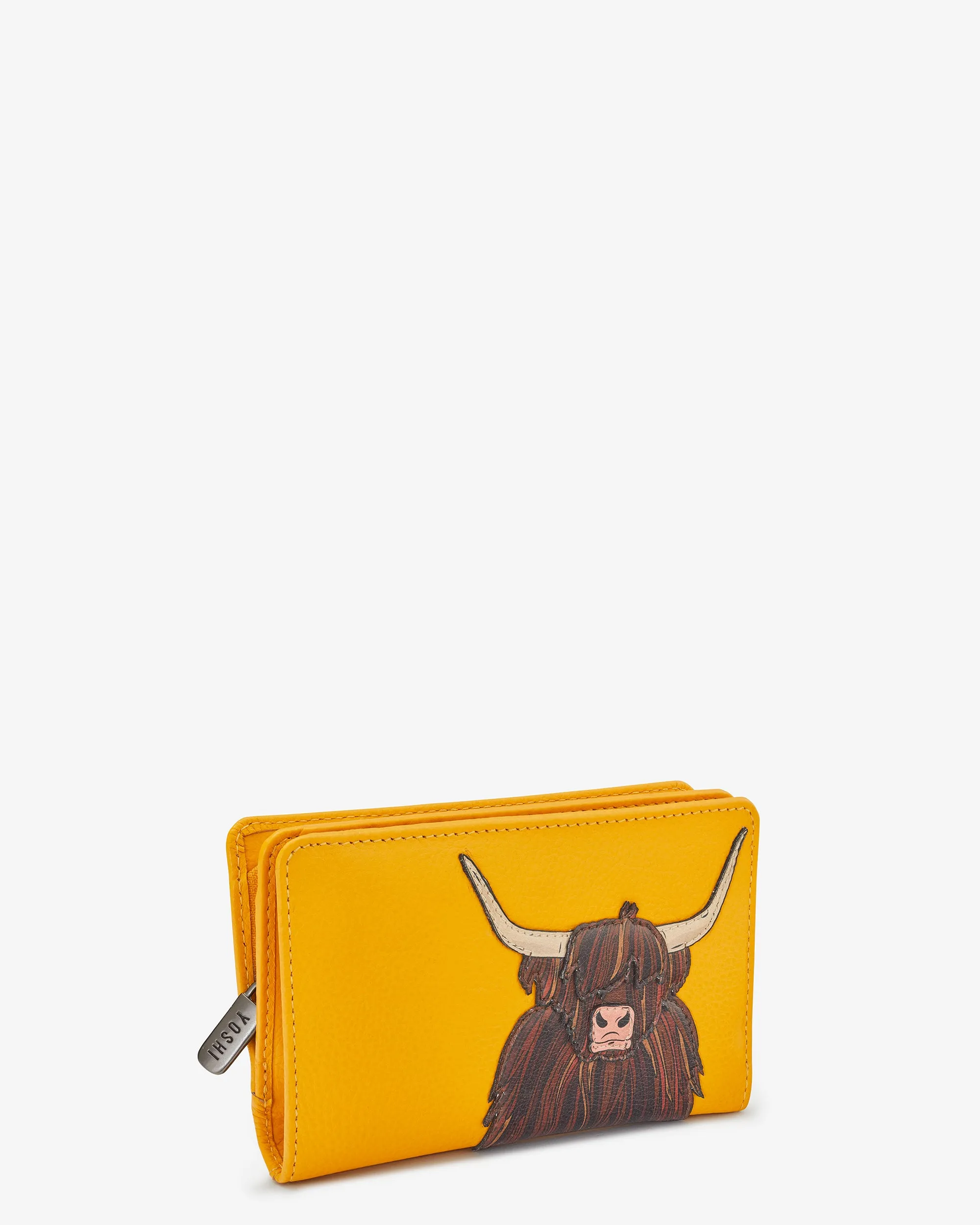 Highland Cow Yellow Leather Oxford Purse