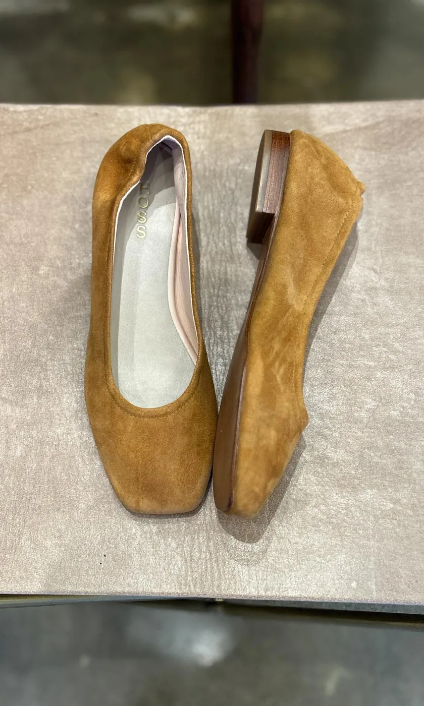 Tan Soft Suede Ballet Flats by HOSS