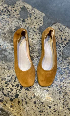 Tan Soft Suede Ballet Flats by HOSS