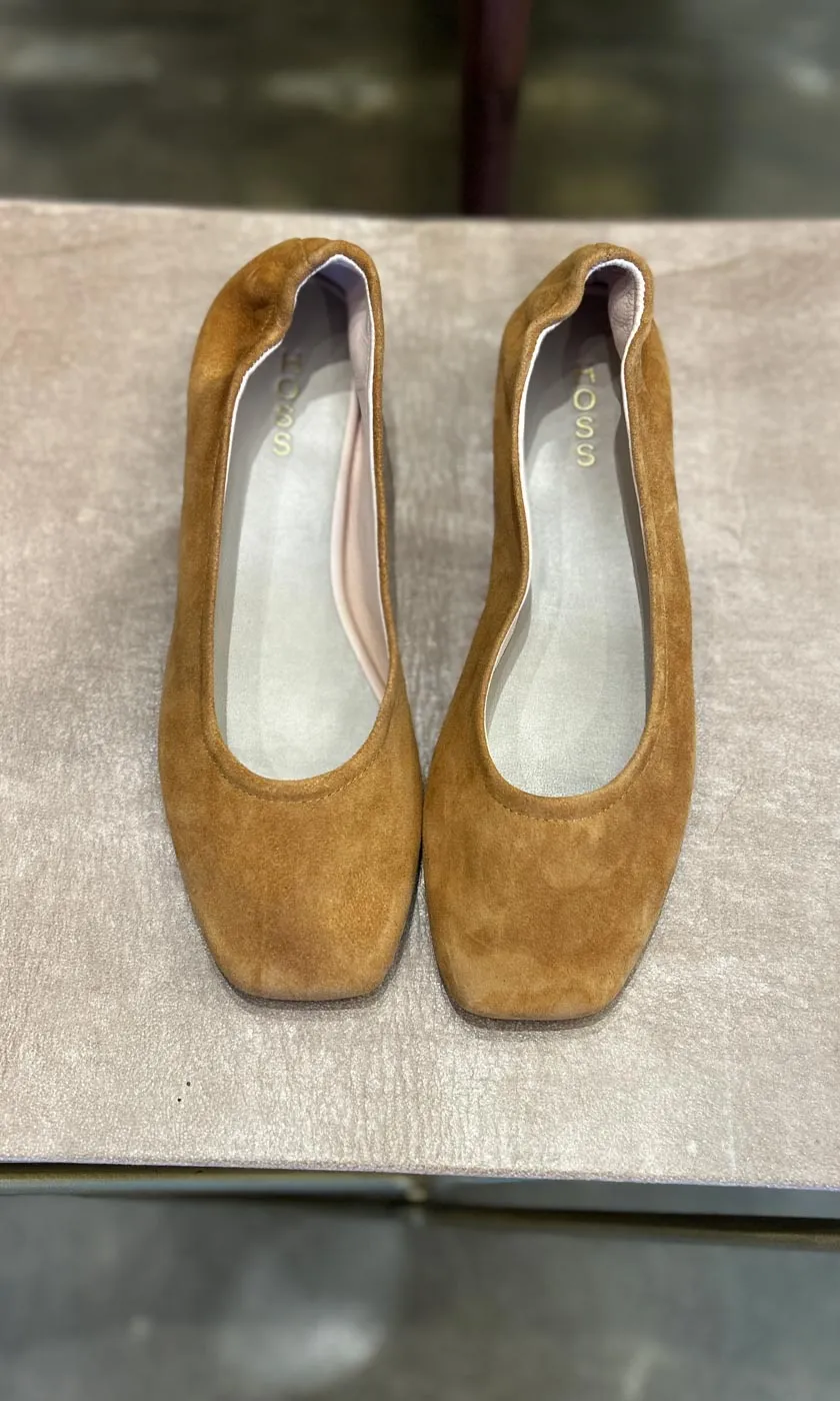 Tan Soft Suede Ballet Flats by HOSS