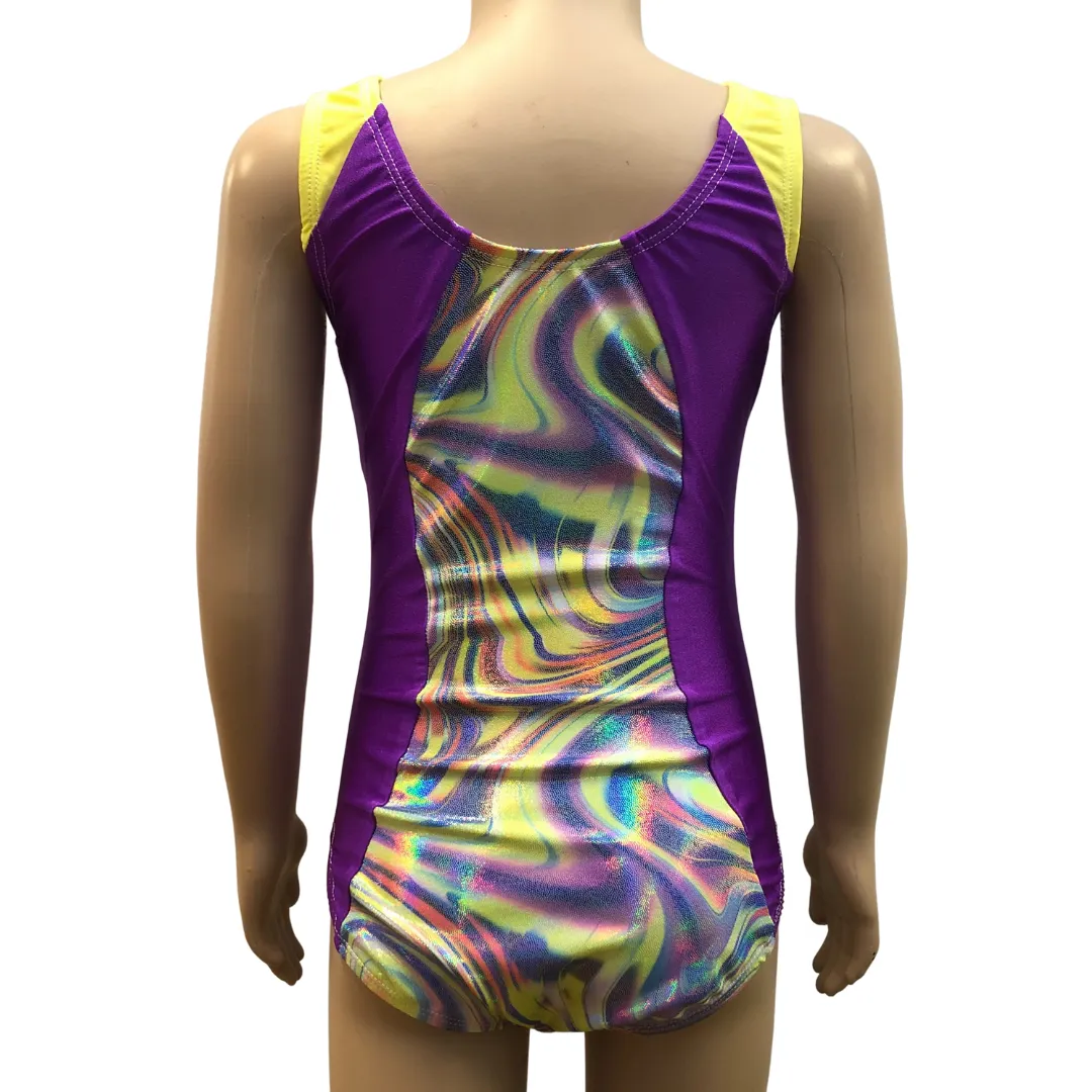 Identity Costuming Purple Swirl Leotard with Scrunchie