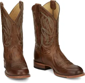 Justin Mens Round Toe Pearsall Roper Cowboy Boots