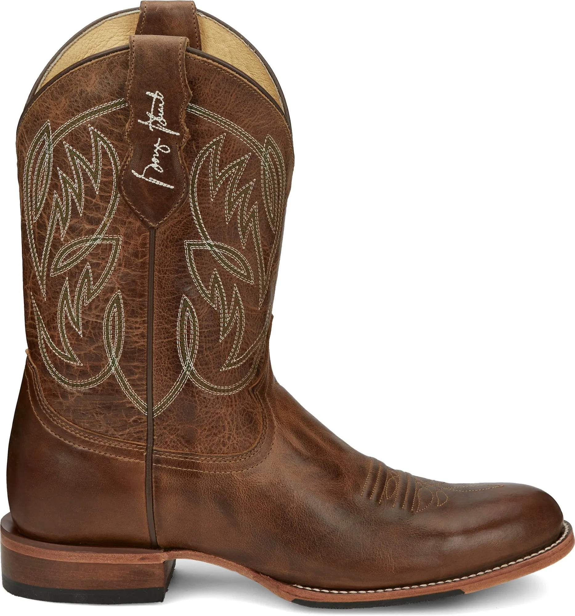 Justin Mens Round Toe Pearsall Roper Cowboy Boots