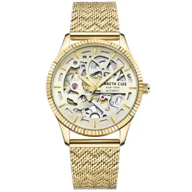 Kenneth Cole Gold Tone Stainless Steel Strap Automatic Ladies Watch KCWLL2222405