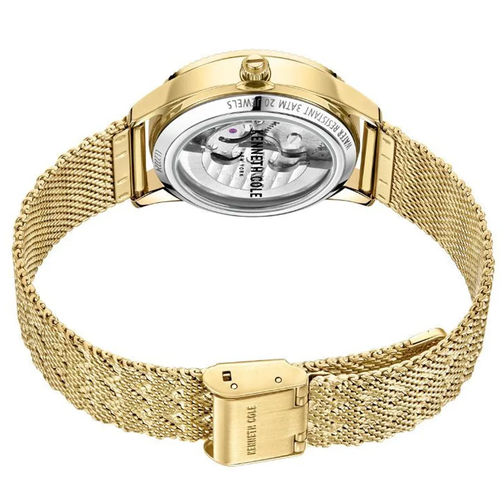 Kenneth Cole Gold Tone Stainless Steel Strap Automatic Ladies Watch KCWLL2222405