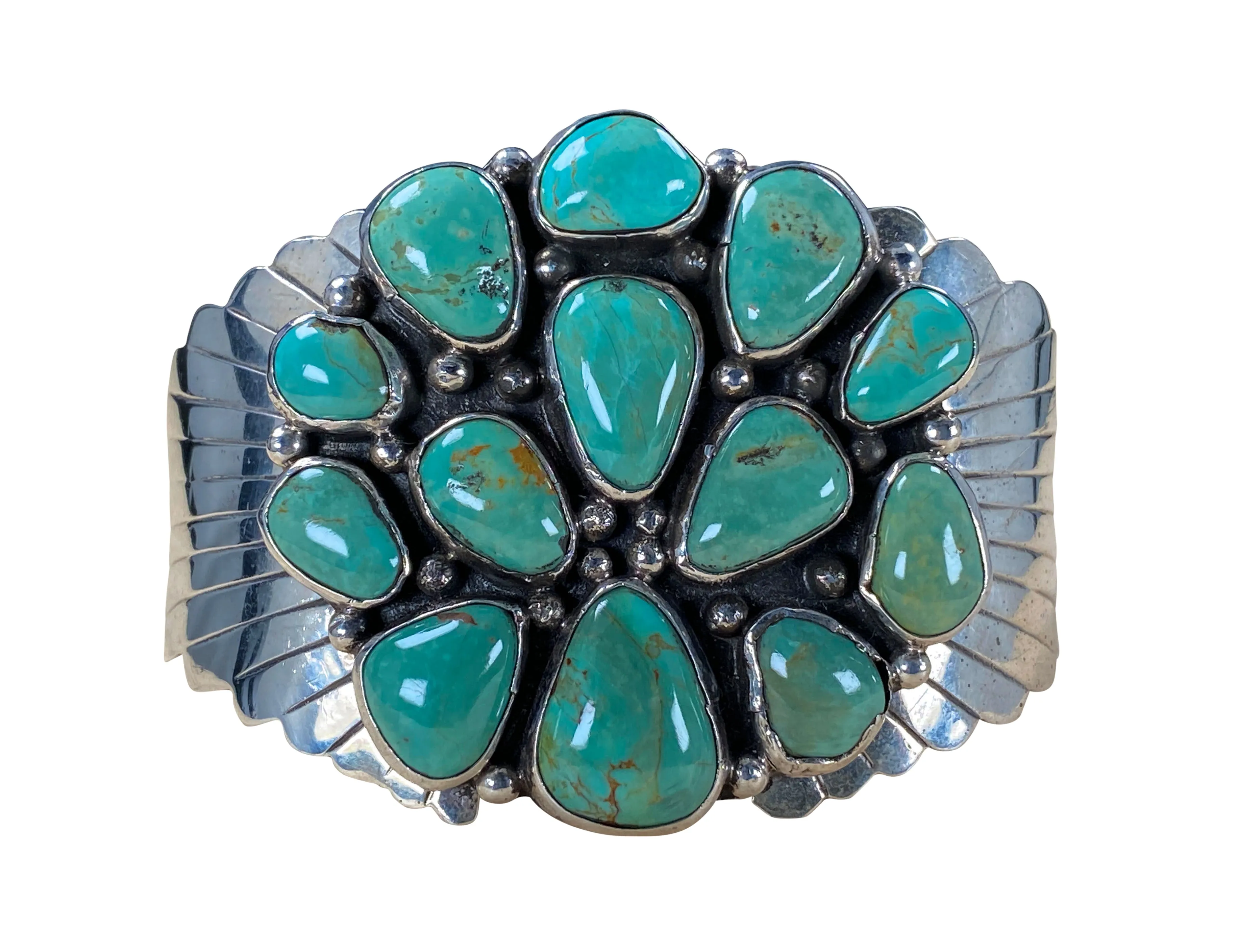 Kingman Turquoise Cluster Cuff | Artisan Handmade