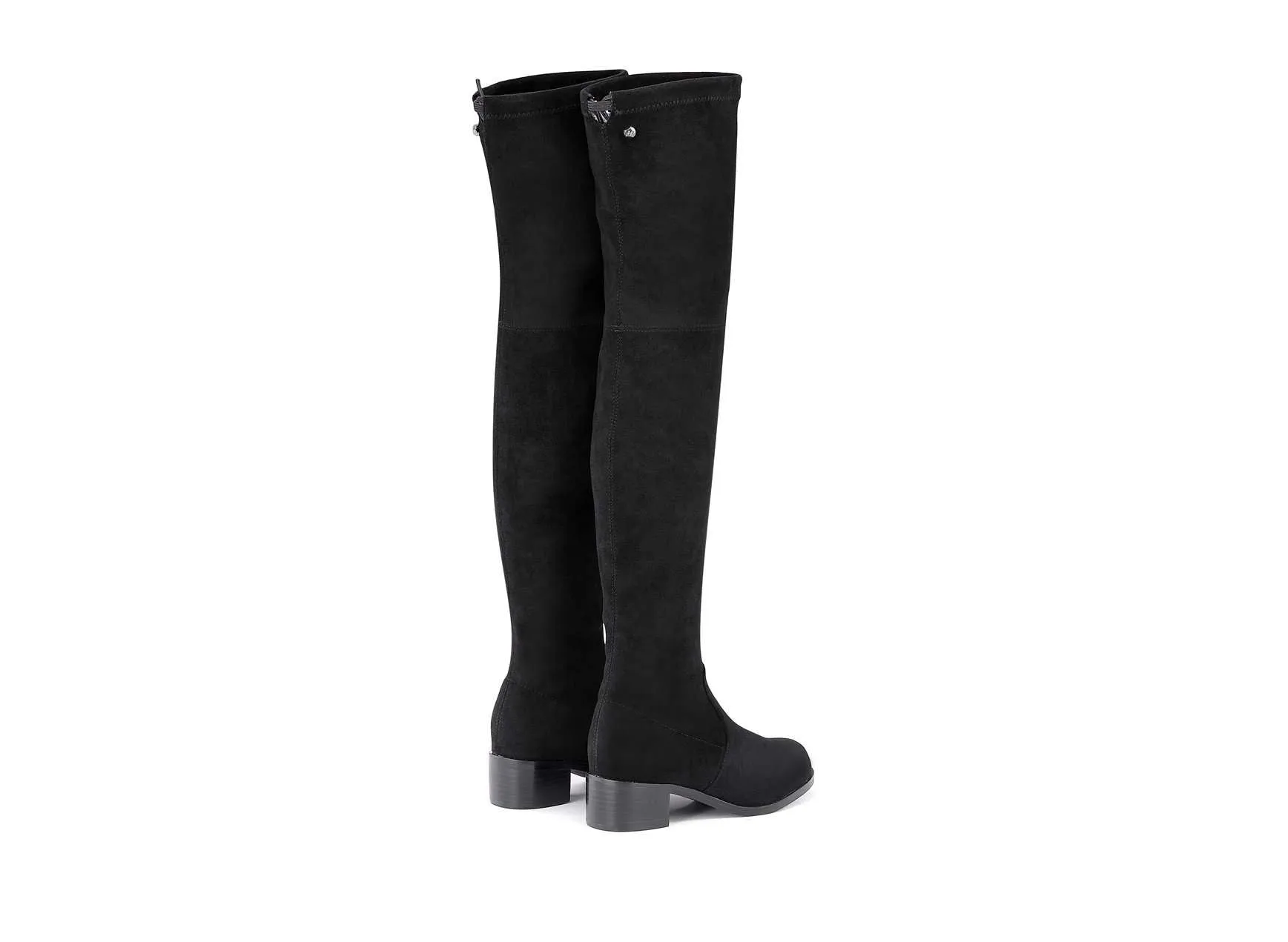 Ladies Black Overknee Low Heel Boot 5124