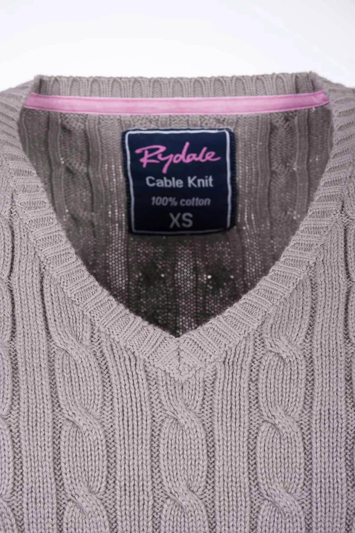 Ladies Cable Knit V Neck Jumper