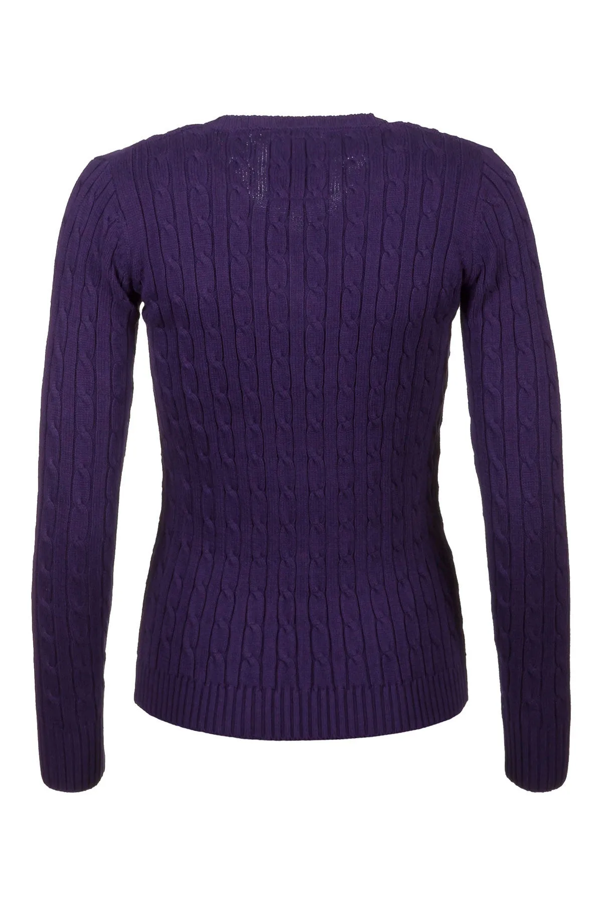 Ladies Cable Knit V Neck Jumper