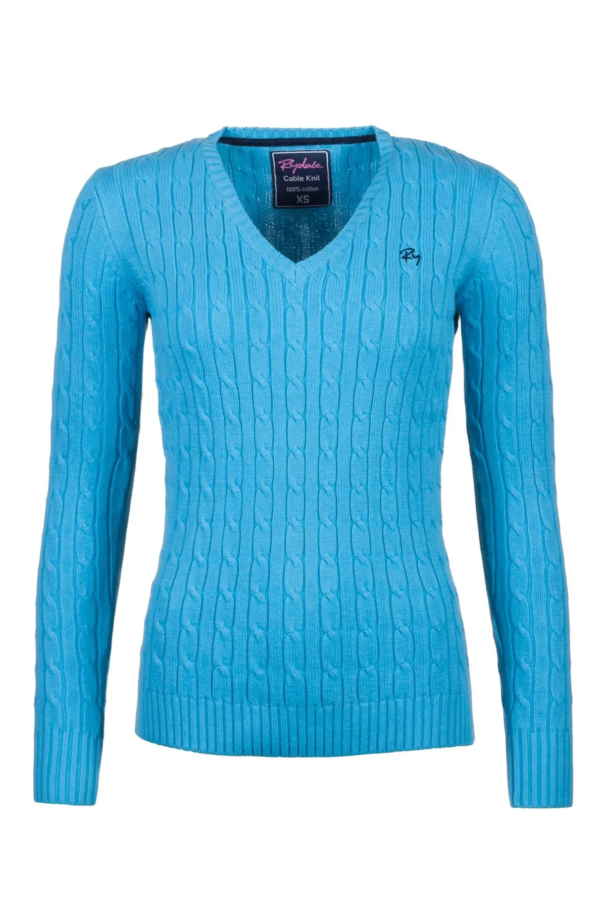 Ladies Cable Knit V Neck Jumper