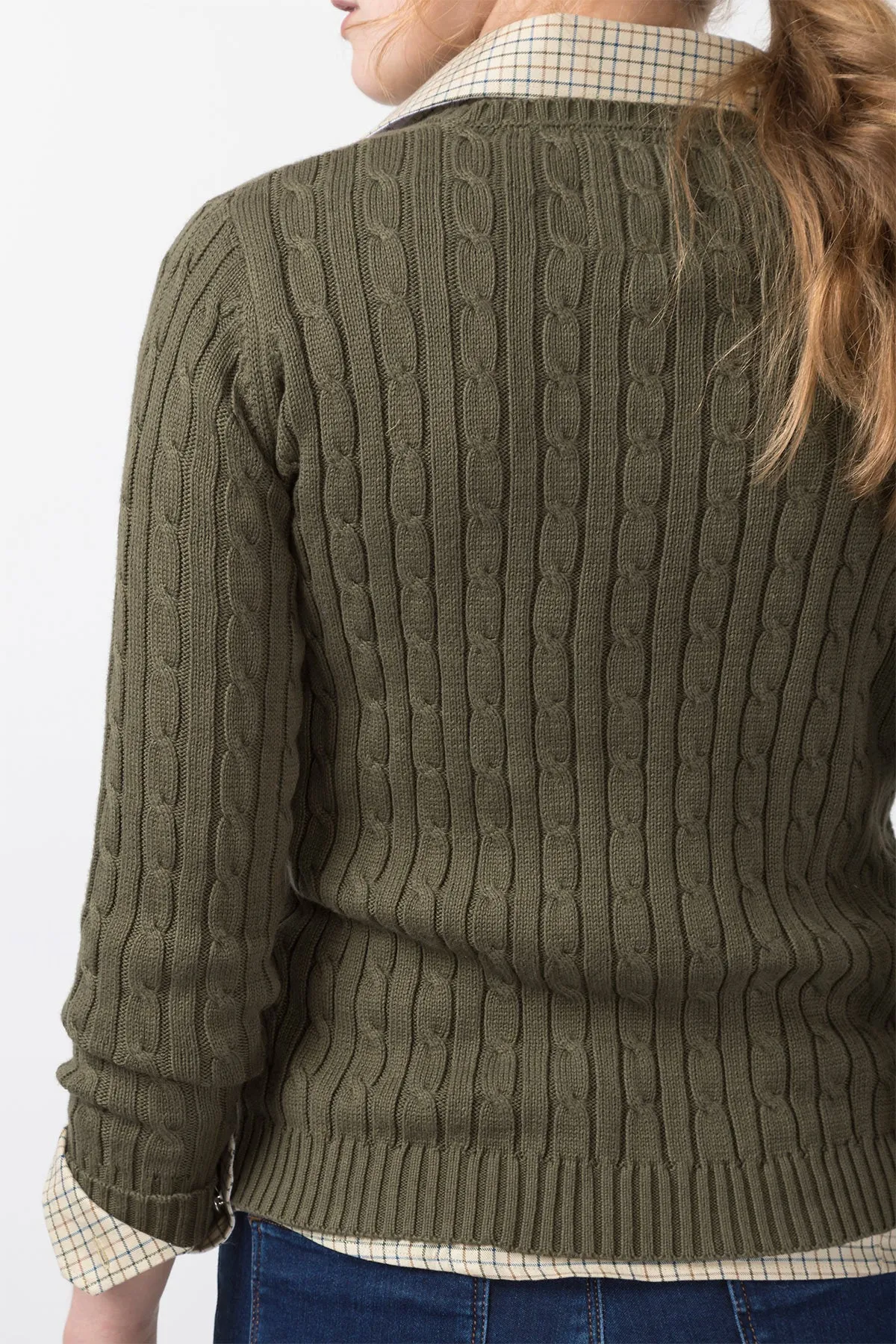 Ladies Cable Knit V Neck Jumper