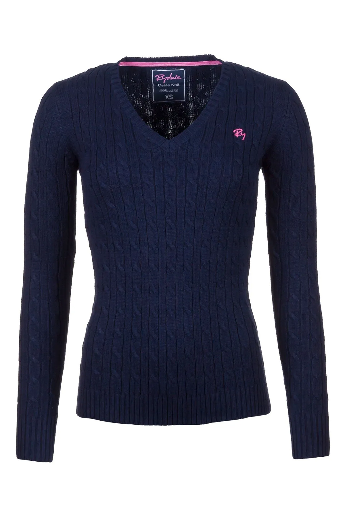 Ladies Cable Knit V Neck Jumper