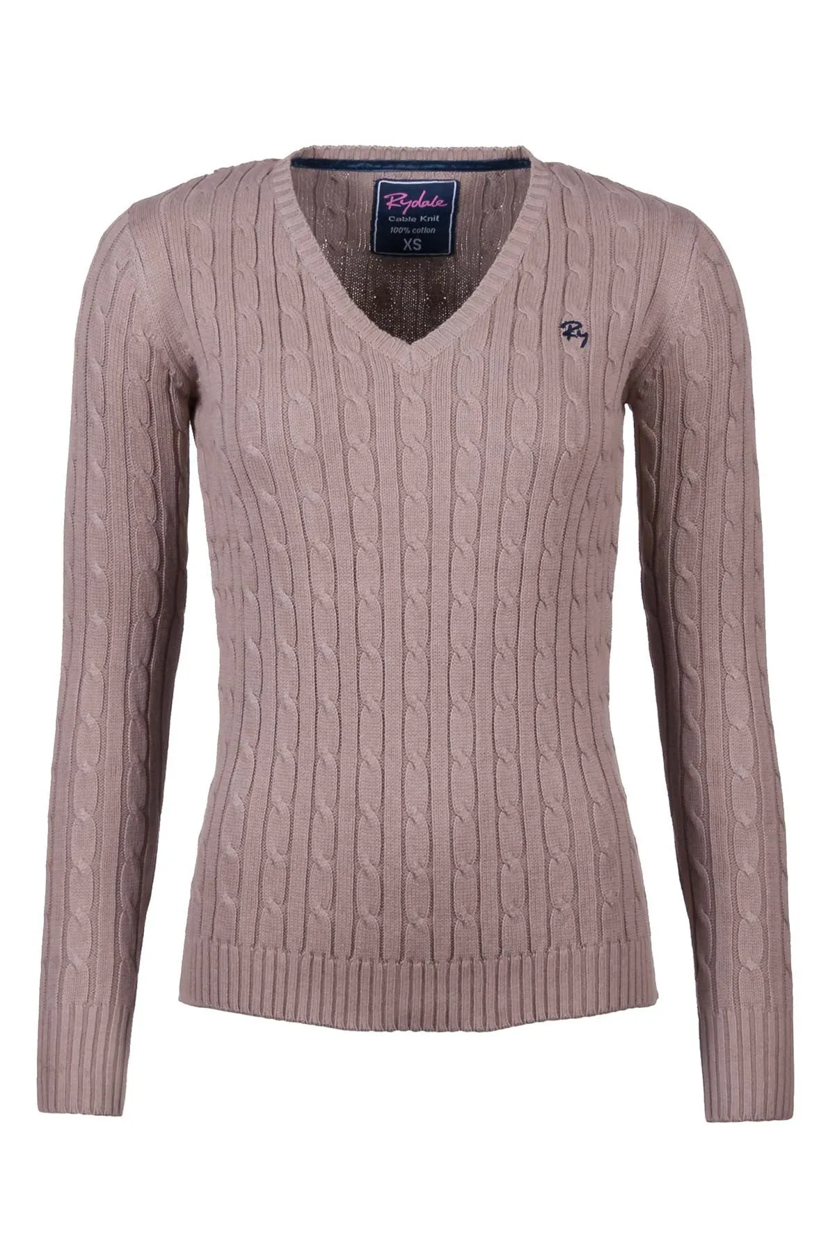 Ladies Cable Knit V Neck Jumper