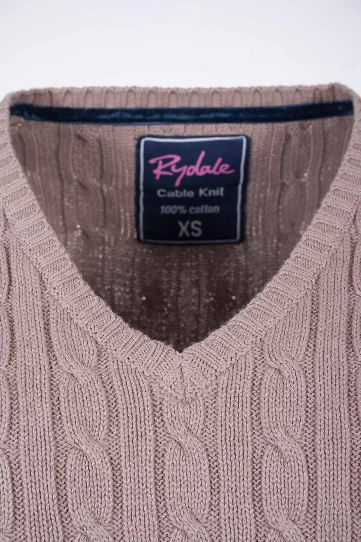 Ladies Cable Knit V Neck Jumper