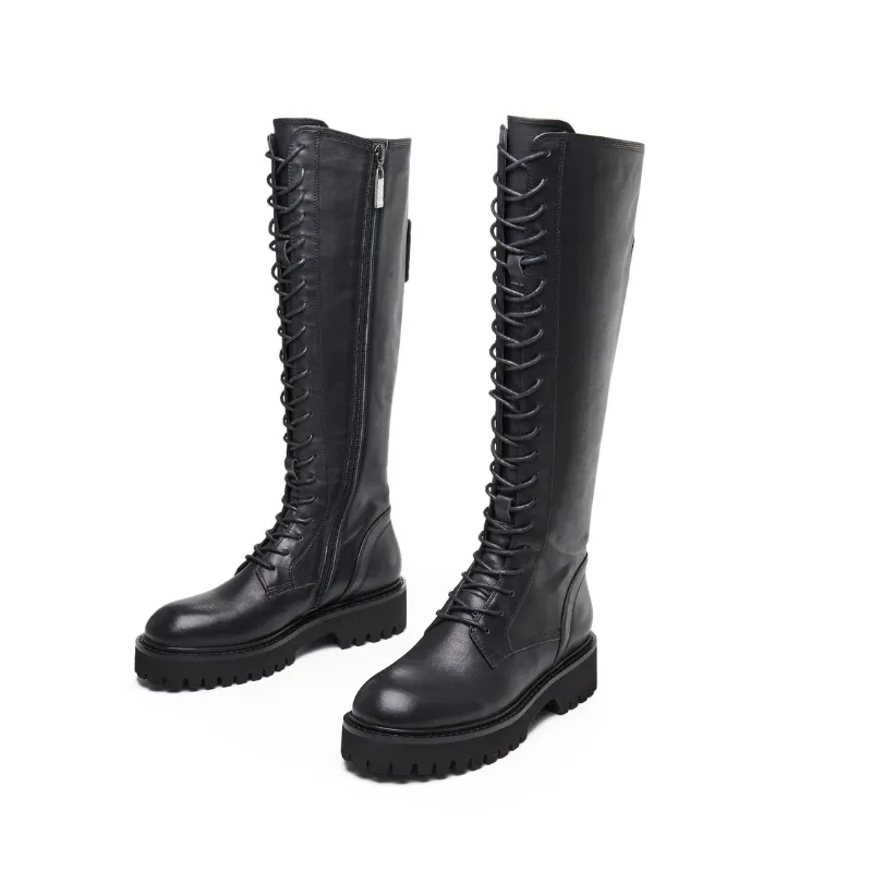 Ladies Leather Combat Boot 5564 Black