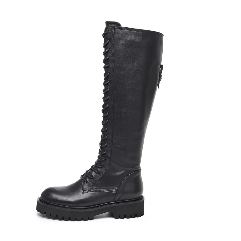 Ladies Leather Combat Boot 5564 Black