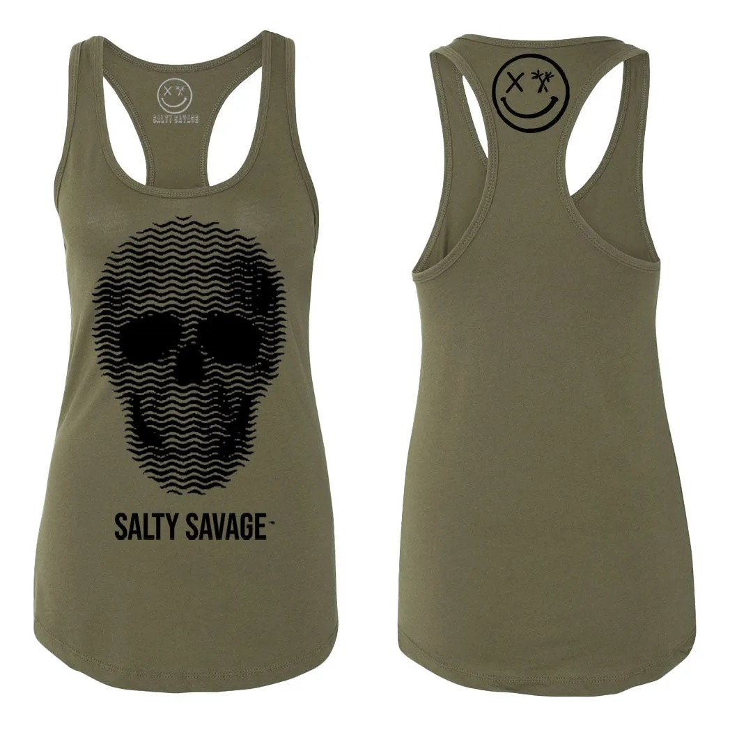 Ladies "Print Skull" Racerback Tank