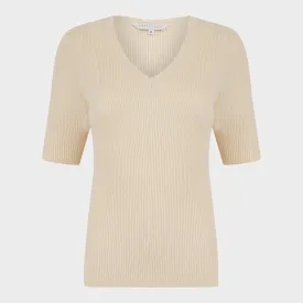 Ladies Ribbed Short Sleeve Jumper