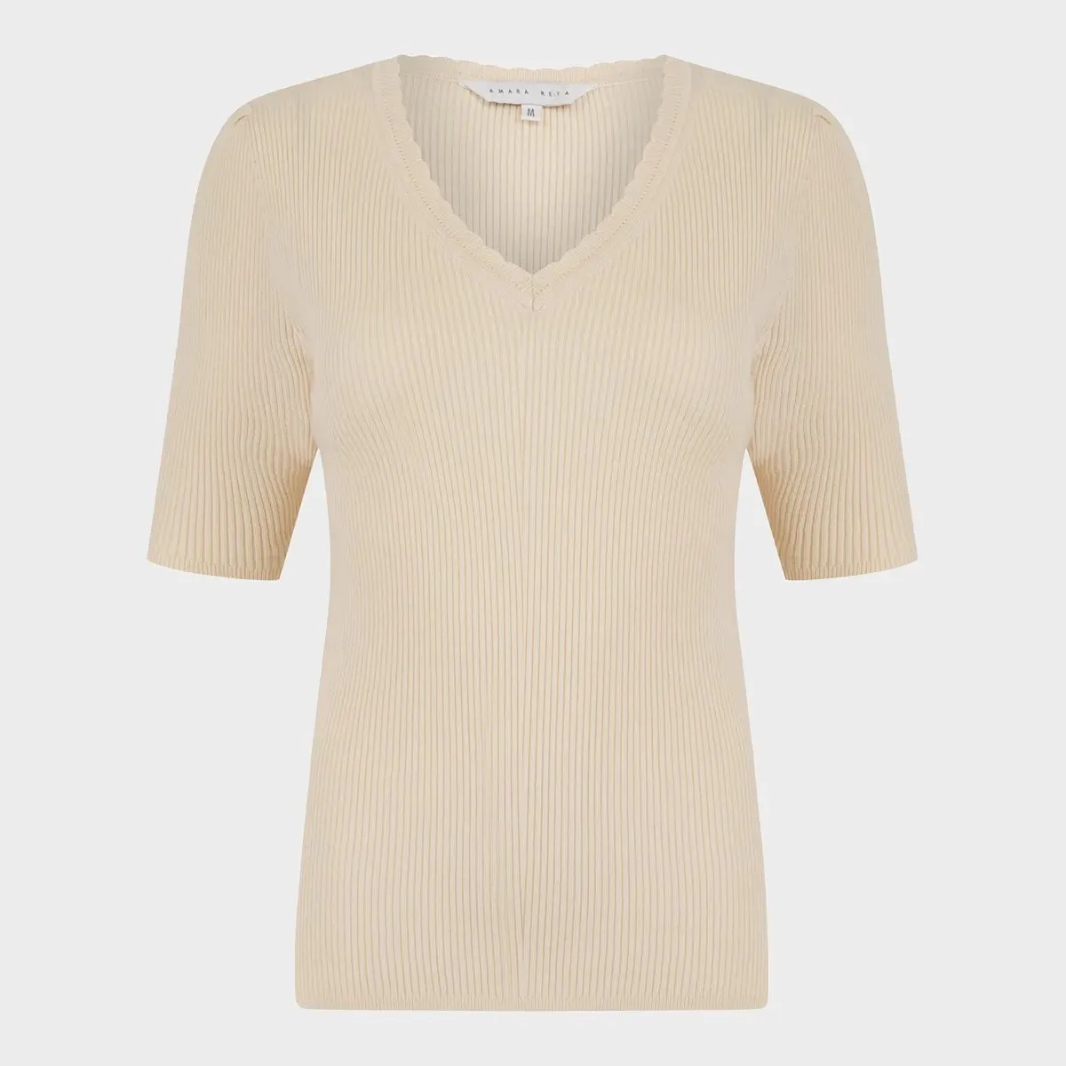 Ladies Ribbed Short Sleeve Jumper