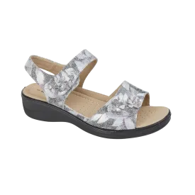 Ladies Summer Silver Sandals Metallic Azalea Hook & Loop