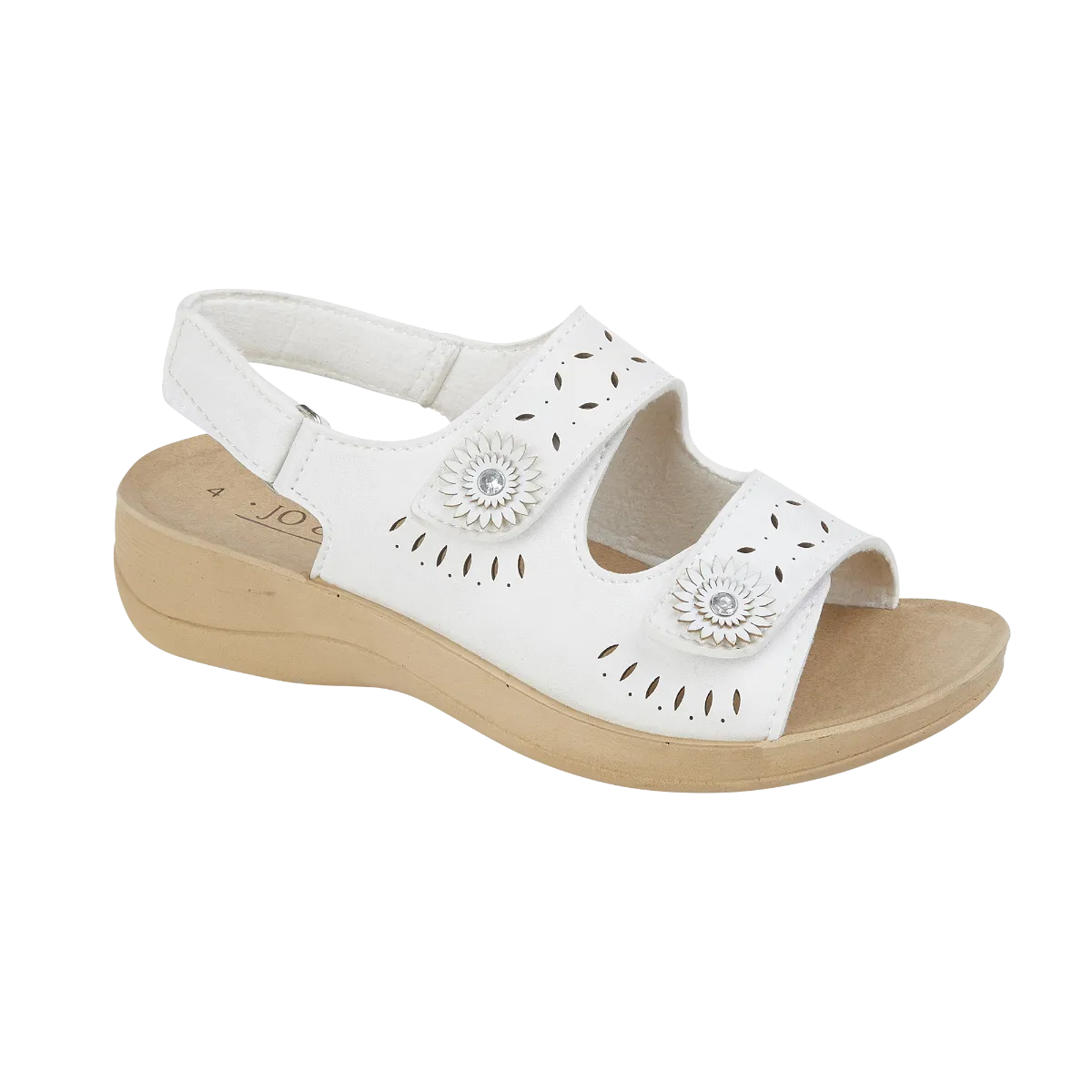 Ladies Summer White Multi Sandals Grenada Hook & Loop