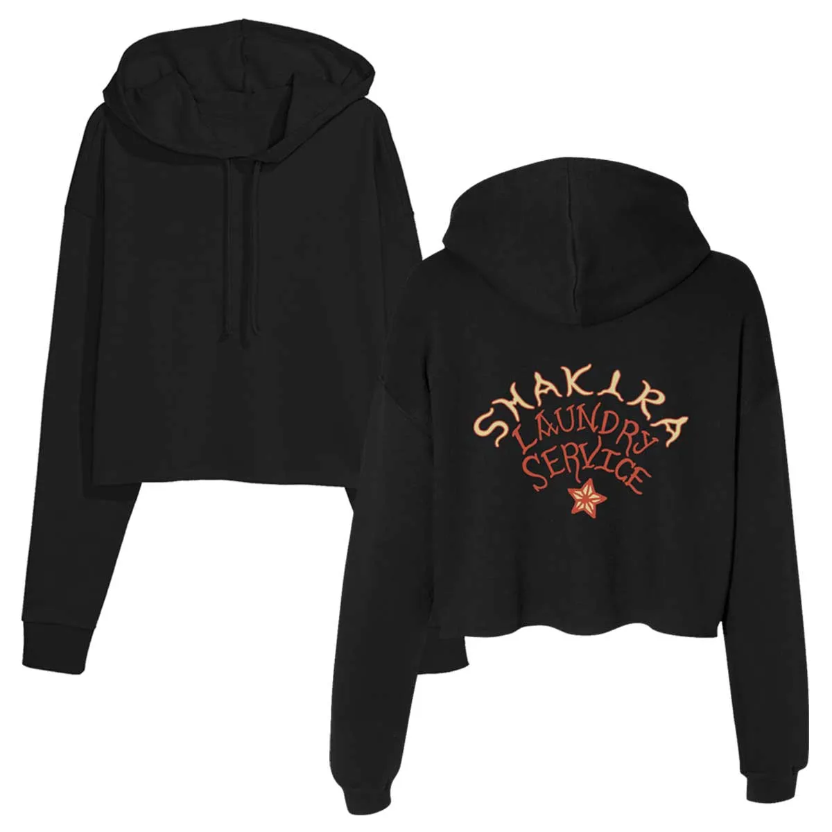 Laundry Service Logo Ladies Cropped Hoodie - Black