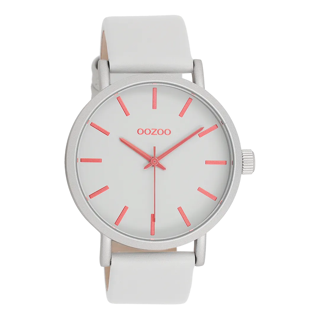 Light grey OOZOO watch with light grey leather strap - C11180