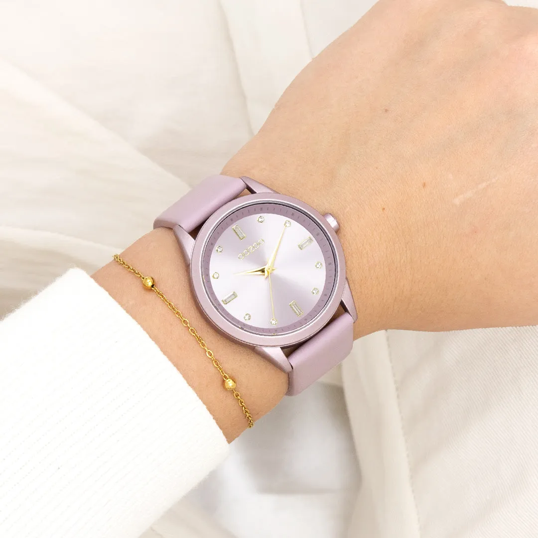 Lilac OOZOO watch with lilac leather strap - C11355