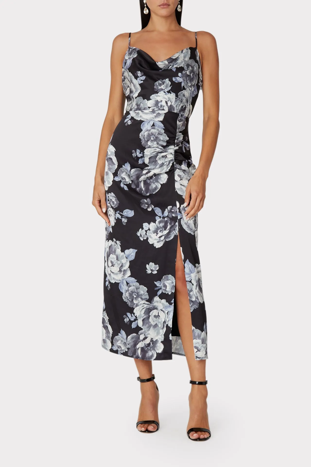 Lillianna Winter Floral Satin Dress