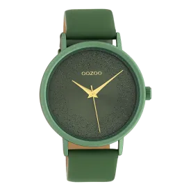 Lily pad green OOZOO watch with lily pad green leather strap - C10582