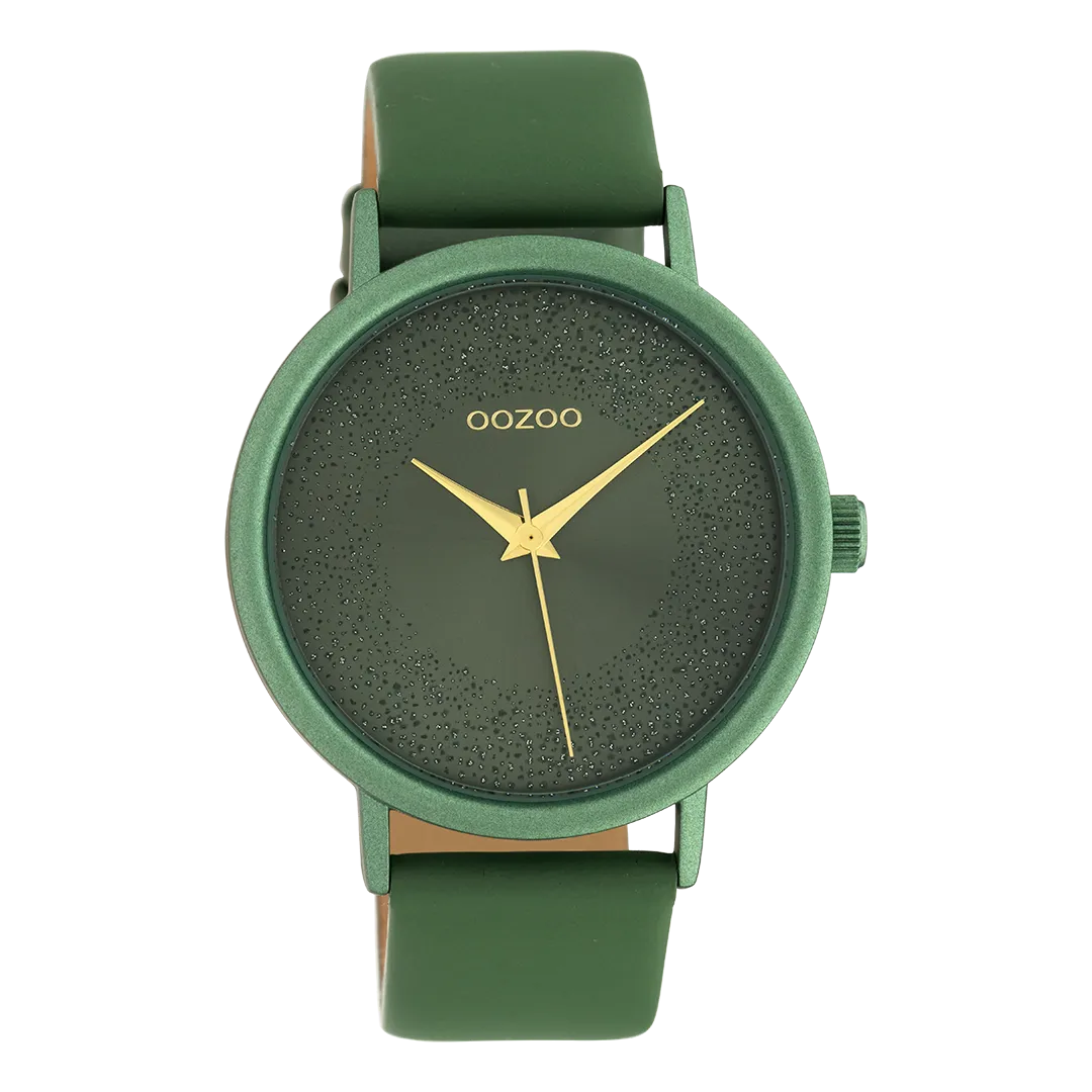 Lily pad green OOZOO watch with lily pad green leather strap - C10582