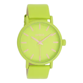 Lime green OOZOO watch with lime green leather strap - C11177