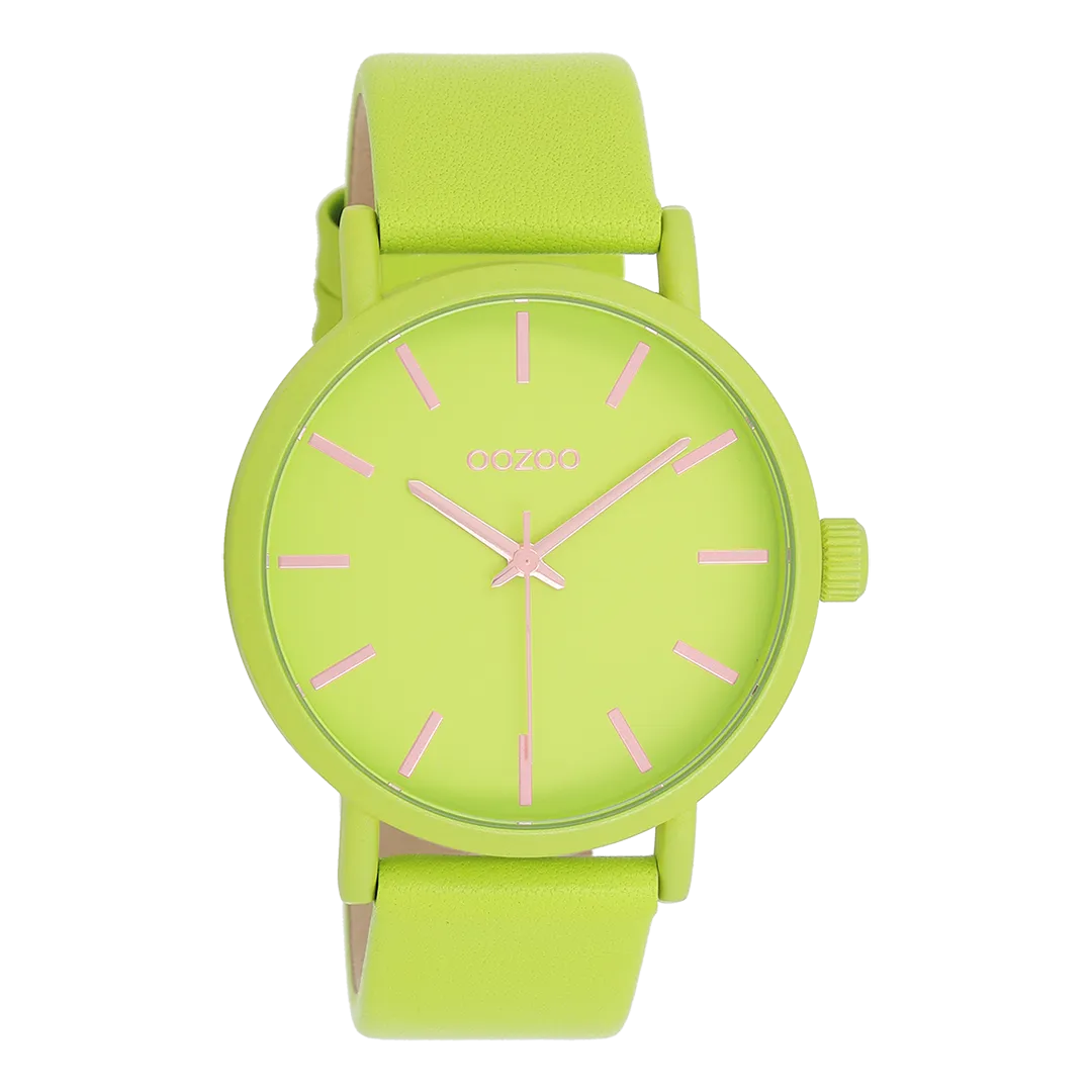 Lime green OOZOO watch with lime green leather strap - C11177