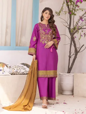 Magenta Embroidered 3-Piece Palazzo Suit