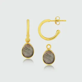 Manhattan Gold & Labradorite Interchangeable Gemstone Earrings