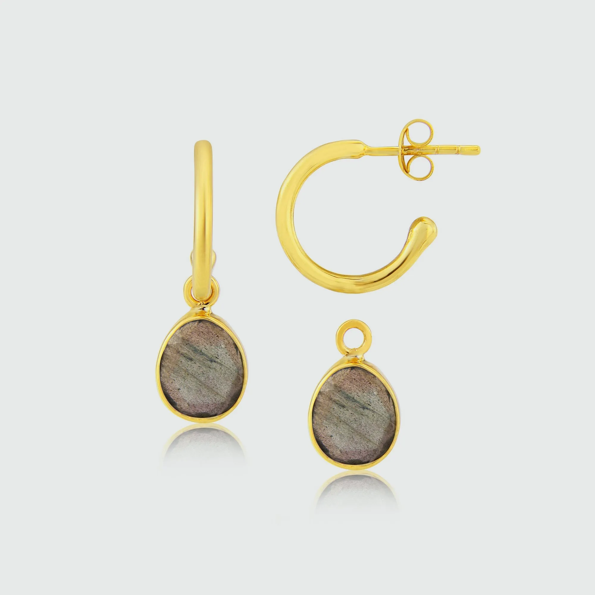 Manhattan Gold & Labradorite Interchangeable Gemstone Earrings