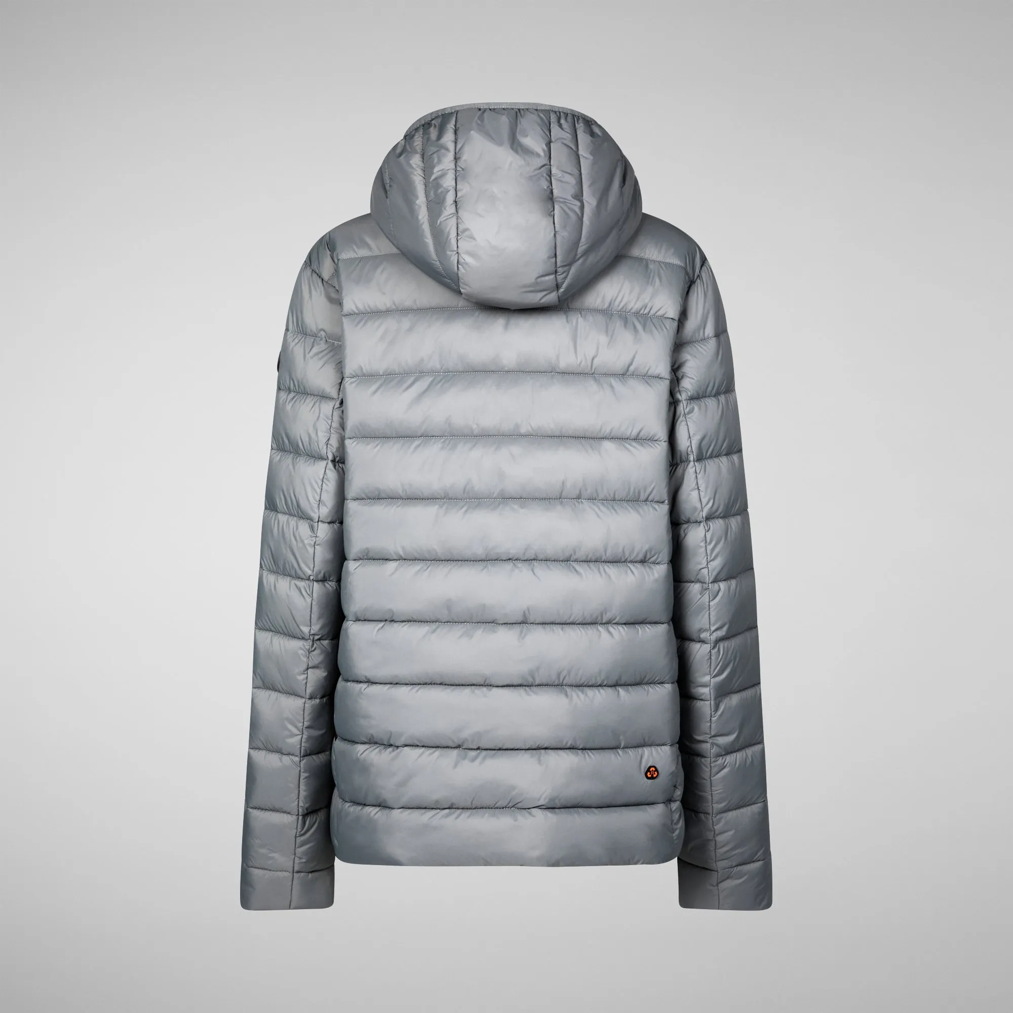 Man's animal free hooded puffer jacket Hector in mid grey