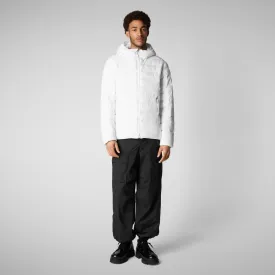 Man's animal free hooded puffer jacket Hector in white