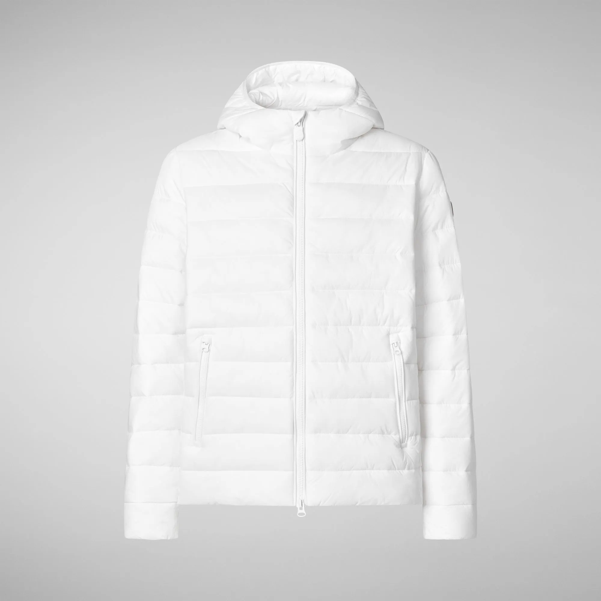 Man's animal free hooded puffer jacket Hector in white