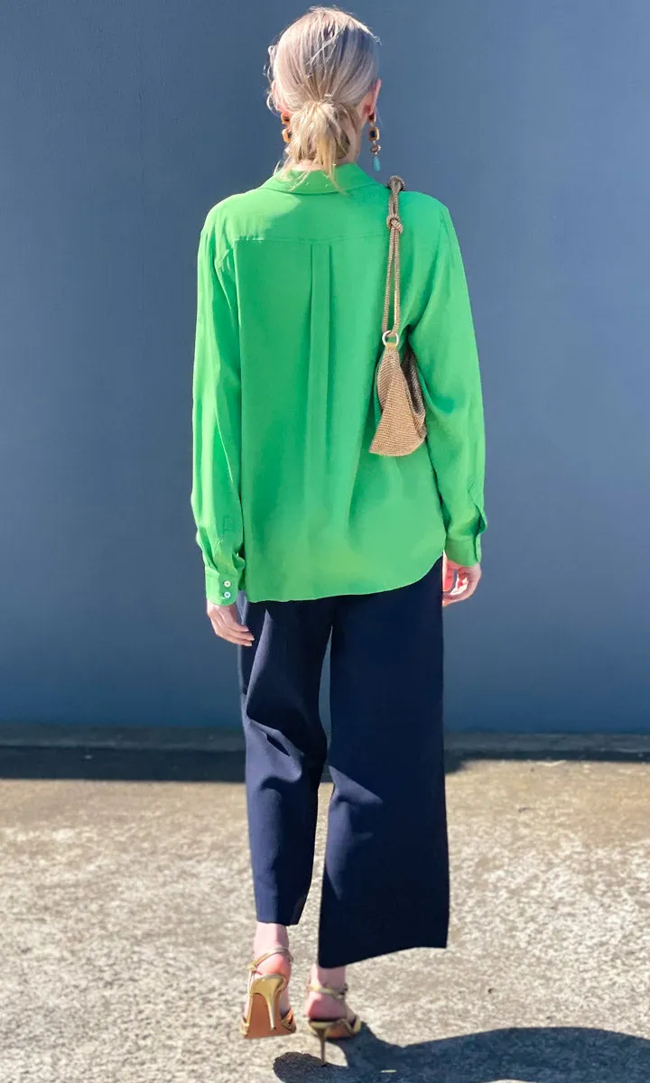 Marella Marina Shirt - Bright Green Silk Crepe