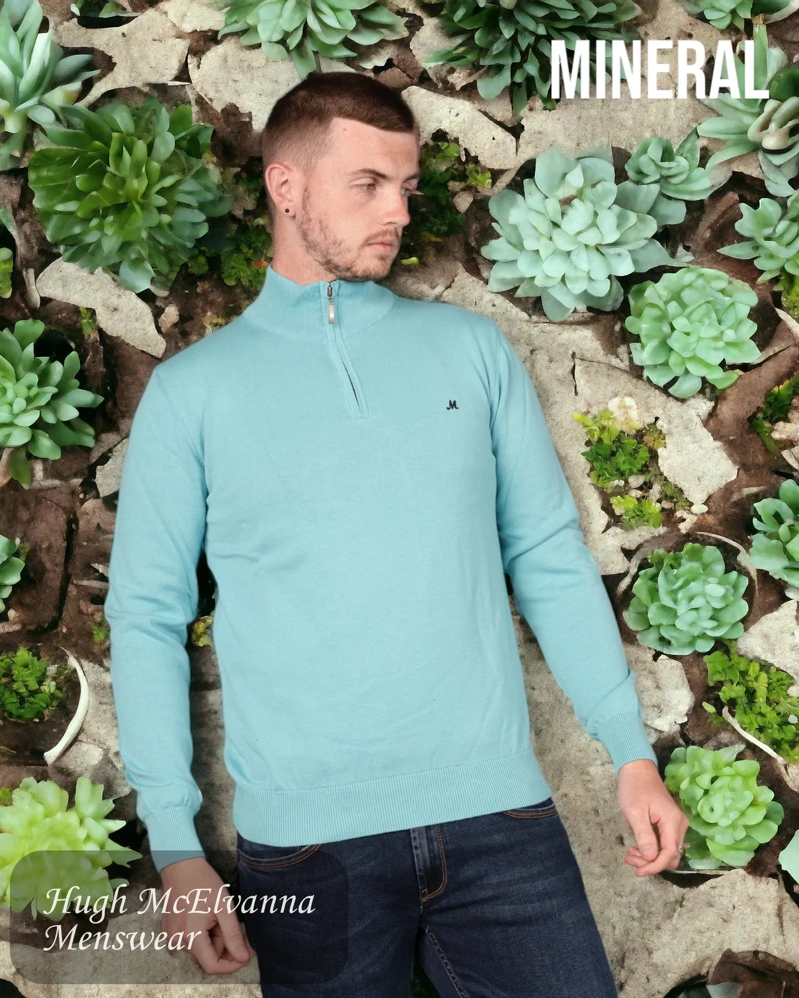 Men's ALTIS Turquoise Quarter Zip Jumper