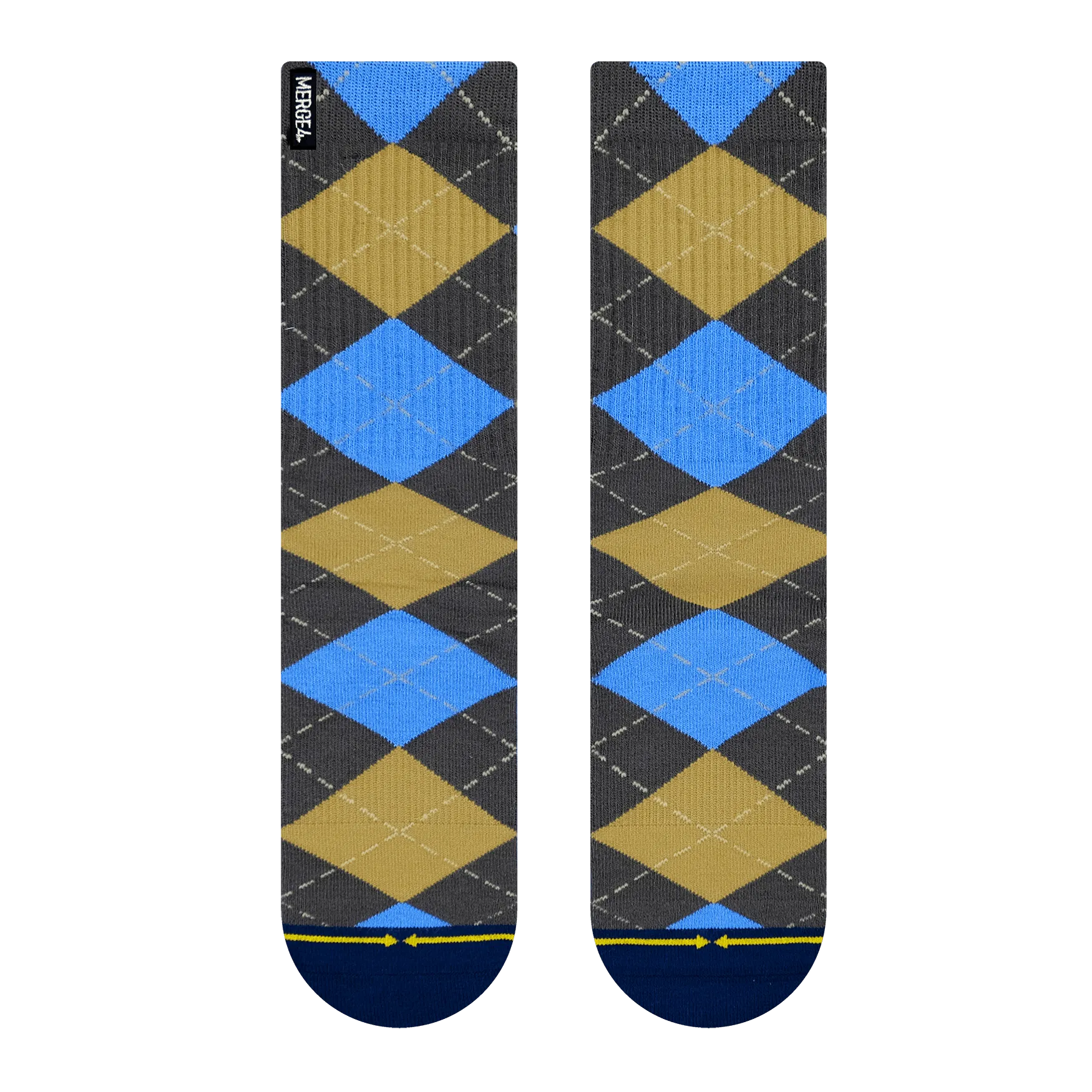 Merge4 x Spidey De Montrond Argyle Blue Bamboo Crew Socks